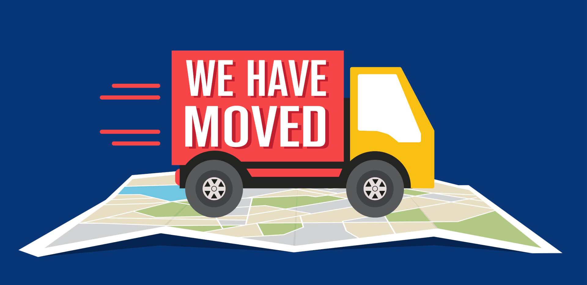 We have moved, changed address navigation, flat illustration vector , We have moved