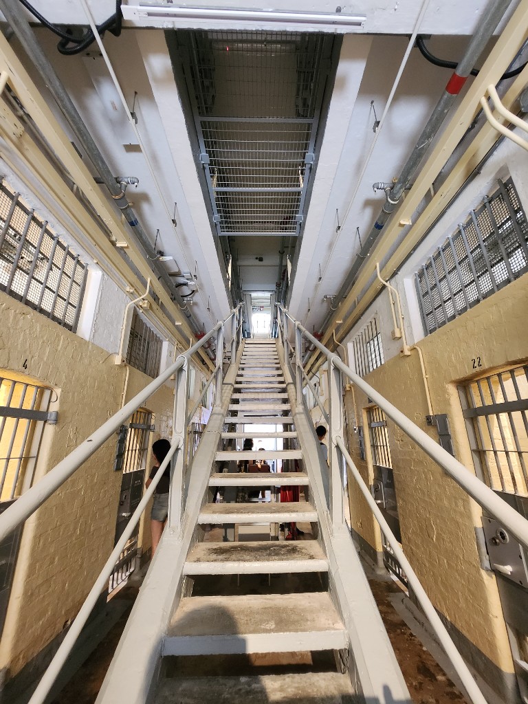 Historic prison staircase and cells
